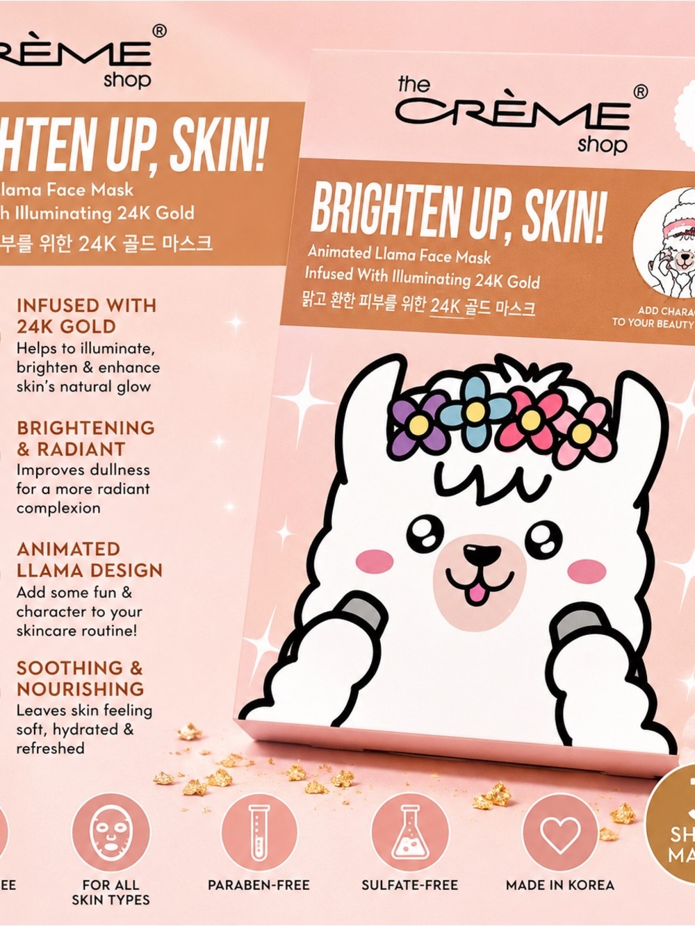 The Crème Shop Brighten Up, Skin! Animated Llama Face Mask — Pink